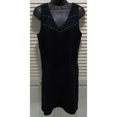 Idylwind Black Suede Tank Fringe Dress Studded Si… - image 1