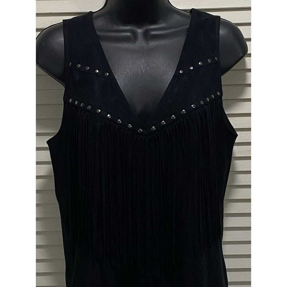 Idylwind Black Suede Tank Fringe Dress Studded Si… - image 2