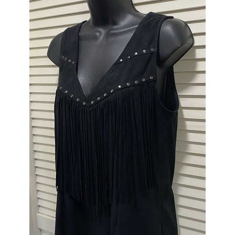 Idylwind Black Suede Tank Fringe Dress Studded Si… - image 3