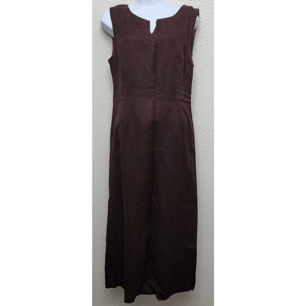 Other Papell Boutique Brown Sleeveless Embroidere… - image 1