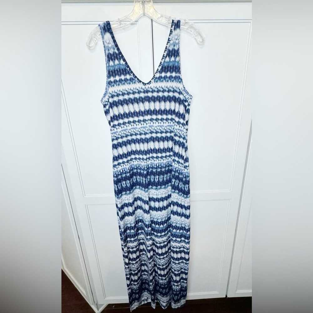 Karen Kane Catalina Slit Maxi Dress Blue Ikat Leg… - image 9