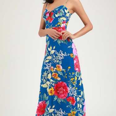 Lulus Blue Floral Maxi Dress Small