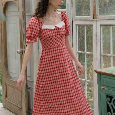 (Size S, for try-on only) Red cherry check patter… - image 1