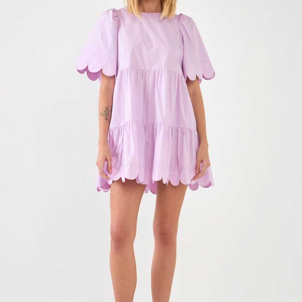 English Factory Scallop Detail Mini Dress Lilac -… - image 1