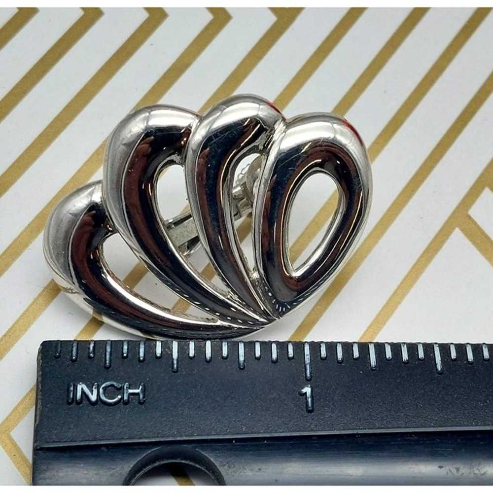 Vintage Silver Tone Napier Swirl Statement Clip O… - image 7