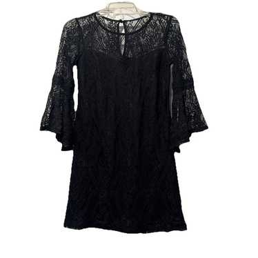 BCX Black Lace Bell Sleeve A-Line Mini Dress Women