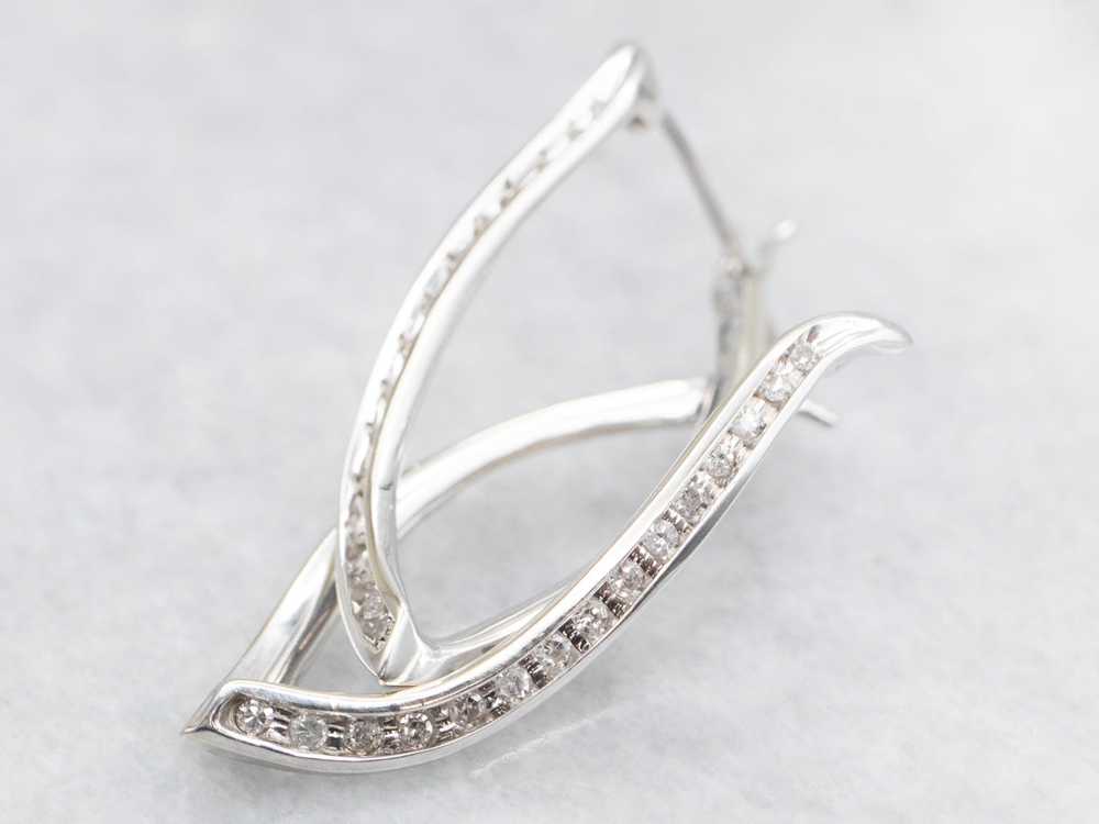 Twisted Gold Diamond Hoop Earrings - image 1