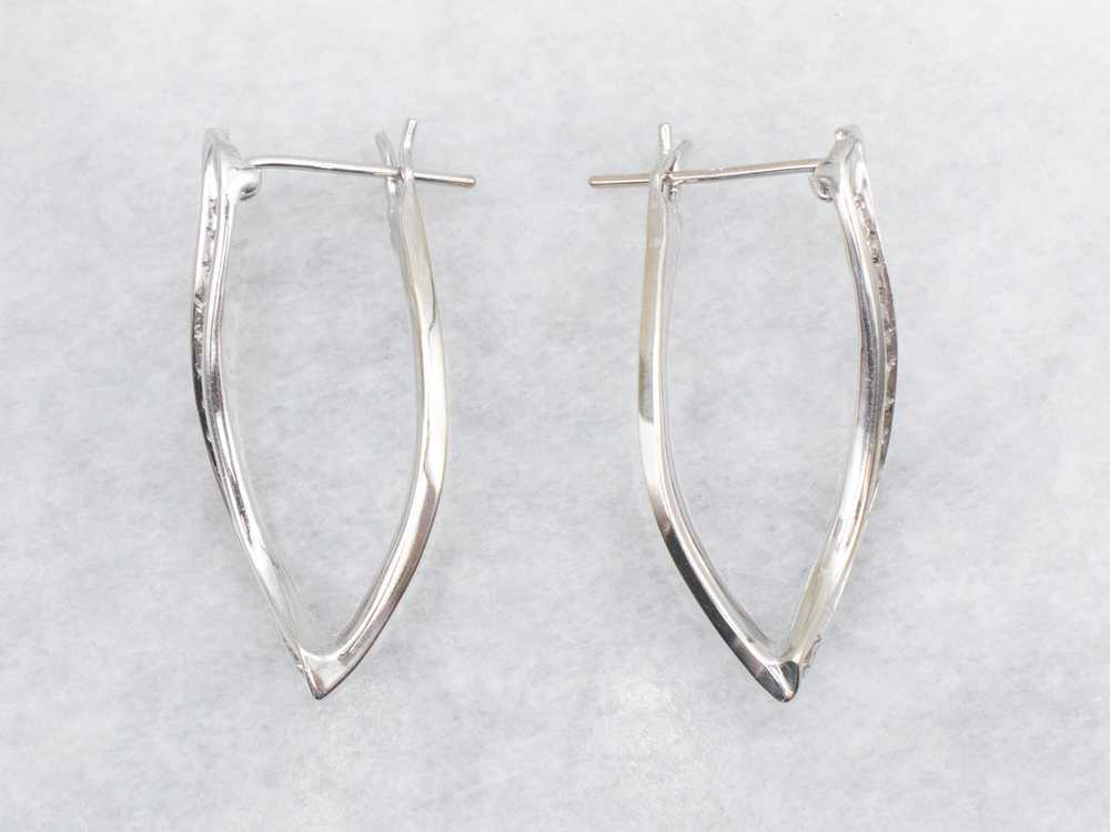 Twisted Gold Diamond Hoop Earrings - image 2