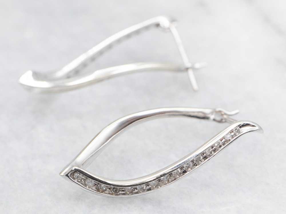 Twisted Gold Diamond Hoop Earrings - image 3