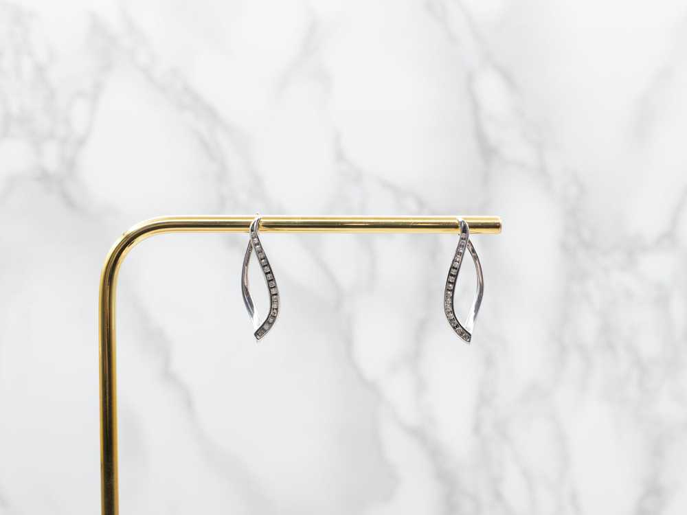 Twisted Gold Diamond Hoop Earrings - image 4