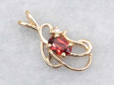 Scrolling Gold Garnet and Diamond Pendant - image 1