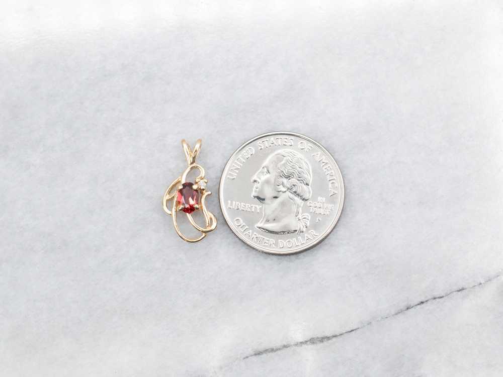 Scrolling Gold Garnet and Diamond Pendant - image 2