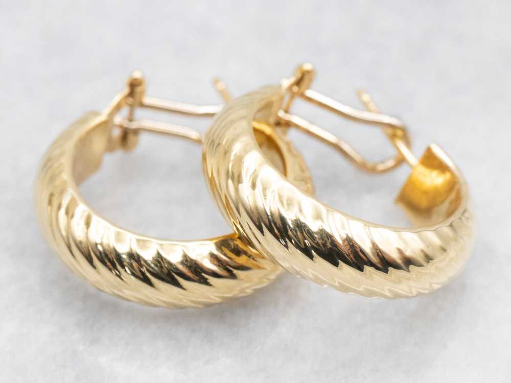 Italian 18-Karat Gold Lined Hoop Earrings - image 1