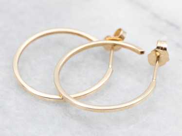 Squared Yellow Gold Hoop Earrings - image 1