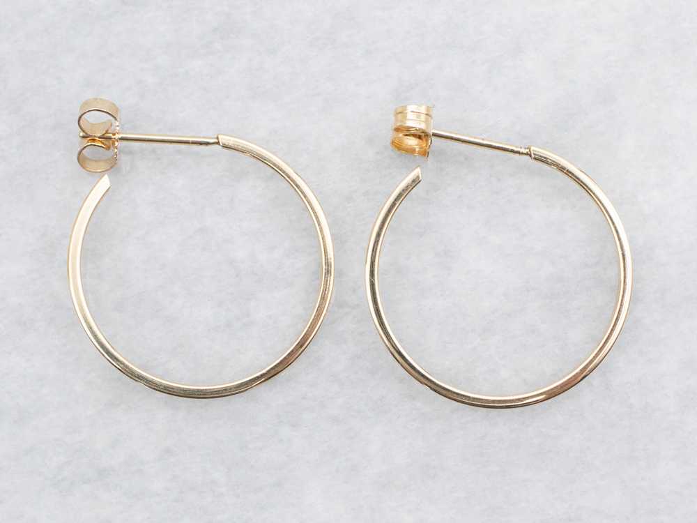 Squared Yellow Gold Hoop Earrings - image 2