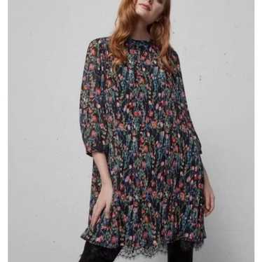 Zara Floral Pleated Annie NWT Party Holiday Chiff… - image 1