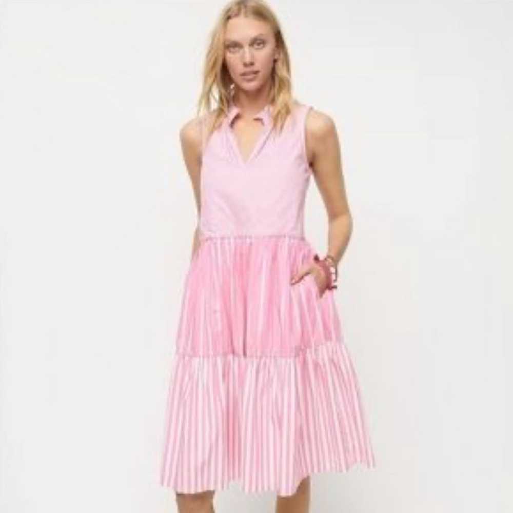 NWOT J CREW Re-Imagined tiered pink dress - image 1