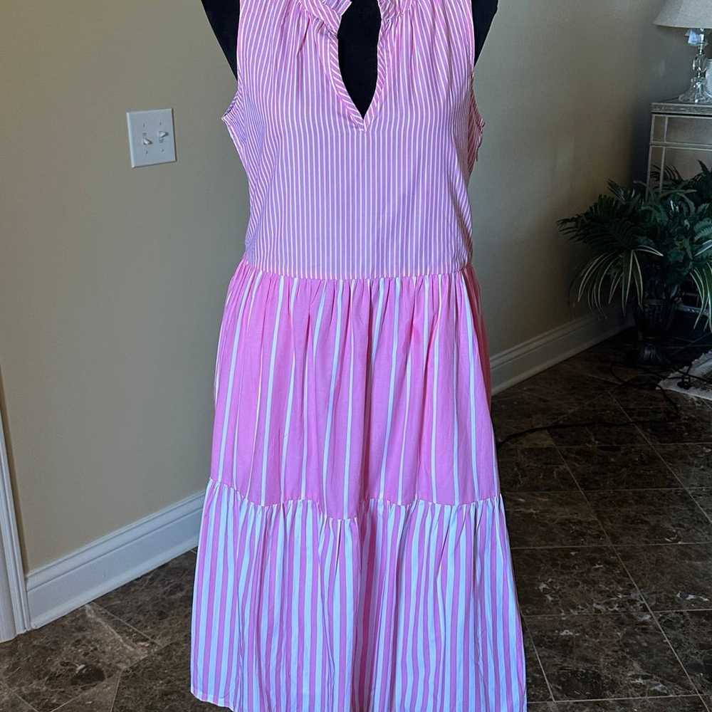 NWOT J CREW Re-Imagined tiered pink dress - image 2