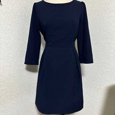 ROPE PICNIC 38 Navy Long Sleeve Knee-Length Dress