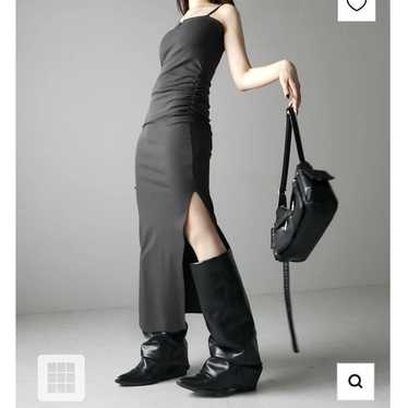 Backstrap Side Shirring Slit Long Camisole Dress - image 1