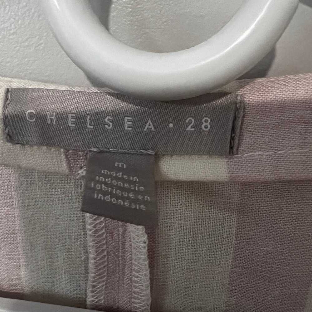 Chelsea28 | Ivory and pink striped midi linen dre… - image 5