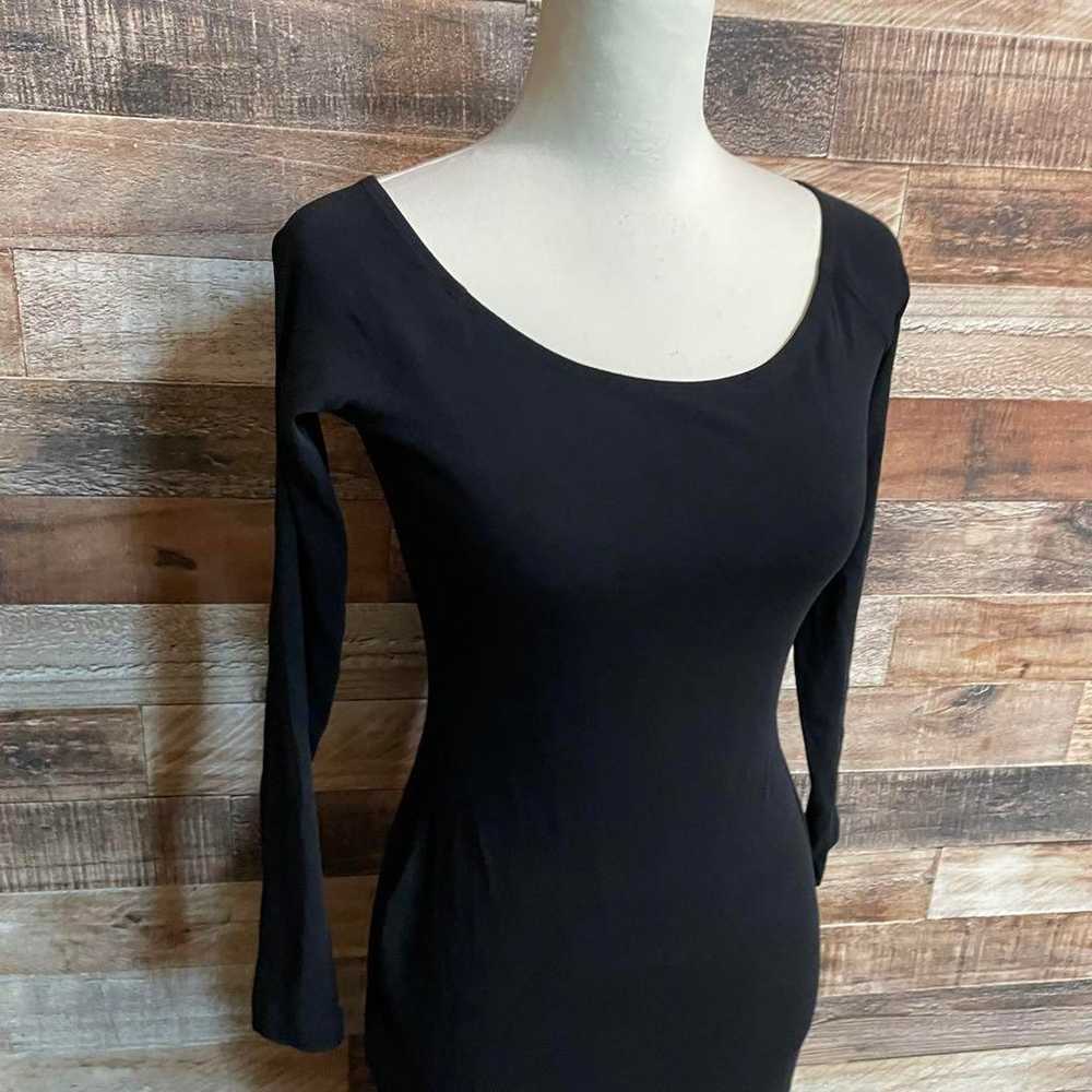 Size M Long Sleeve Tight Long Dress Black Crew Ne… - image 10