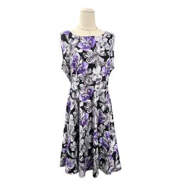 Acevog Lily Purple Sleeveless Floral Print Aline … - image 1