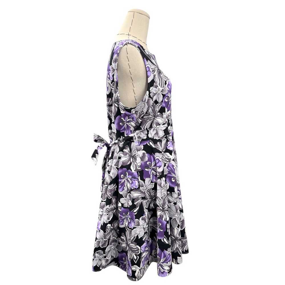 Acevog Lily Purple Sleeveless Floral Print Aline … - image 2