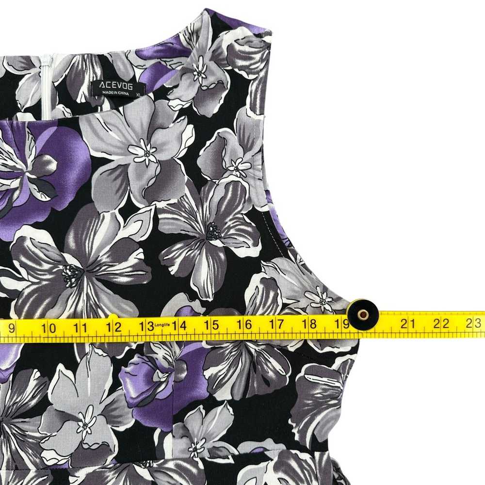 Acevog Lily Purple Sleeveless Floral Print Aline … - image 6