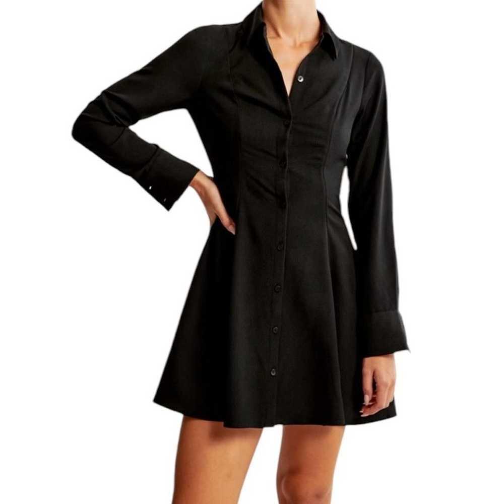 Abercrombie Poplin Nipped Waist Shirtdress Black … - image 10