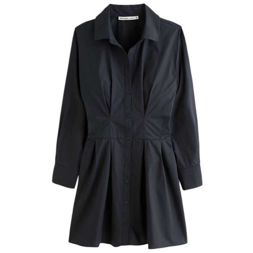 Abercrombie Poplin Nipped Waist Shirtdress Black … - image 1