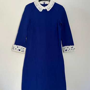 TED BAKER Lace Collar Blue Long Sleeve Dress