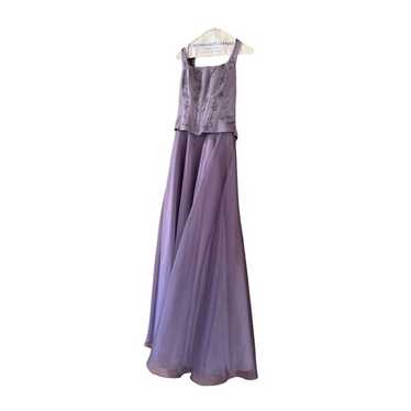 Vintage 90s City Triangles retailer Metallic Purple Prom Gown Dress Long Corset Back Y2K