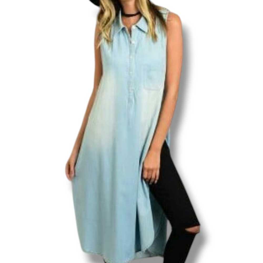 JW Signature Los Angeles Denim Tunic Dress M/L - image 2