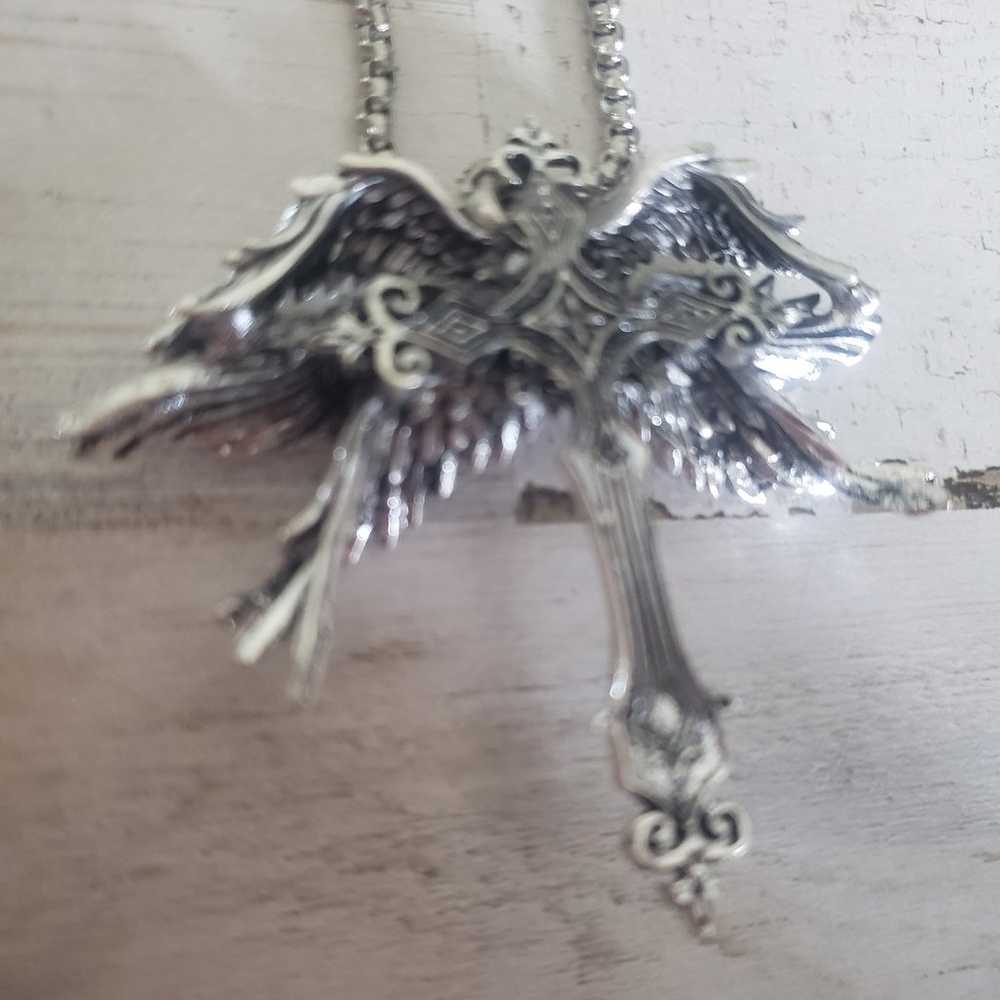 Cross necklace angel wings jewelry spiritual reli… - image 2