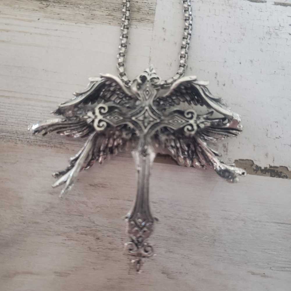 Cross necklace angel wings jewelry spiritual reli… - image 3