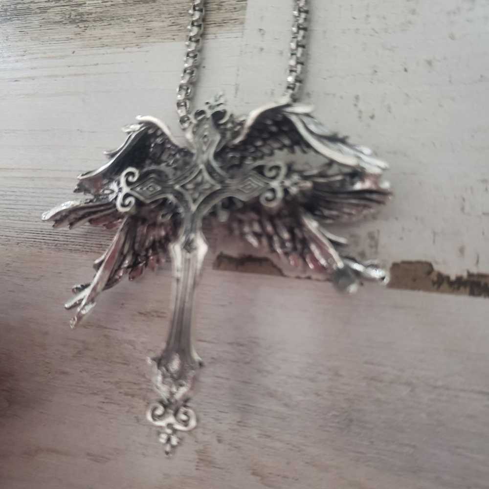 Cross necklace angel wings jewelry spiritual reli… - image 4