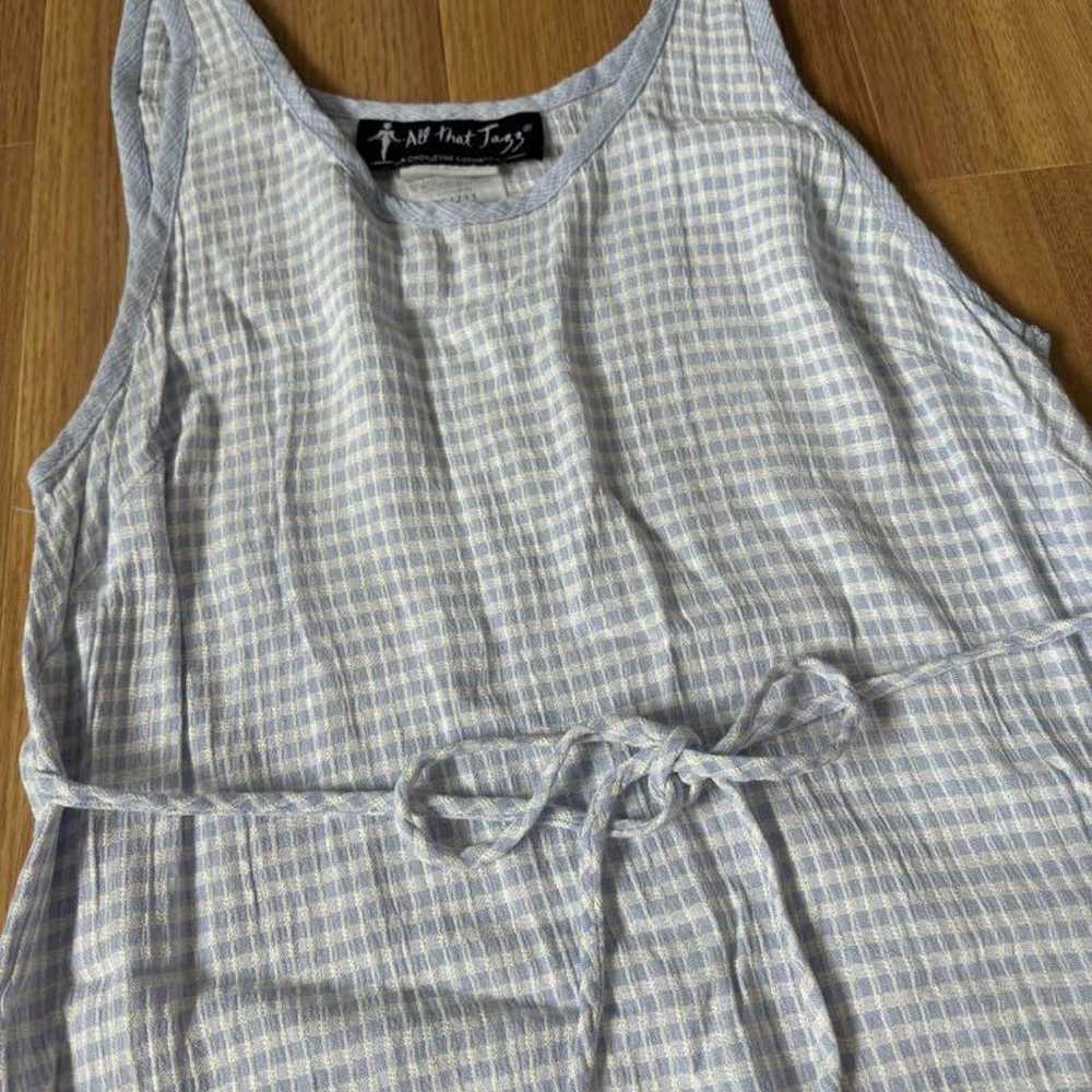 All That Jazz Light Blue Check Sleeveless Dress L - image 2