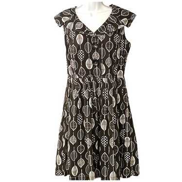 Bedop & Wally New York Black White Leaf Print Dres