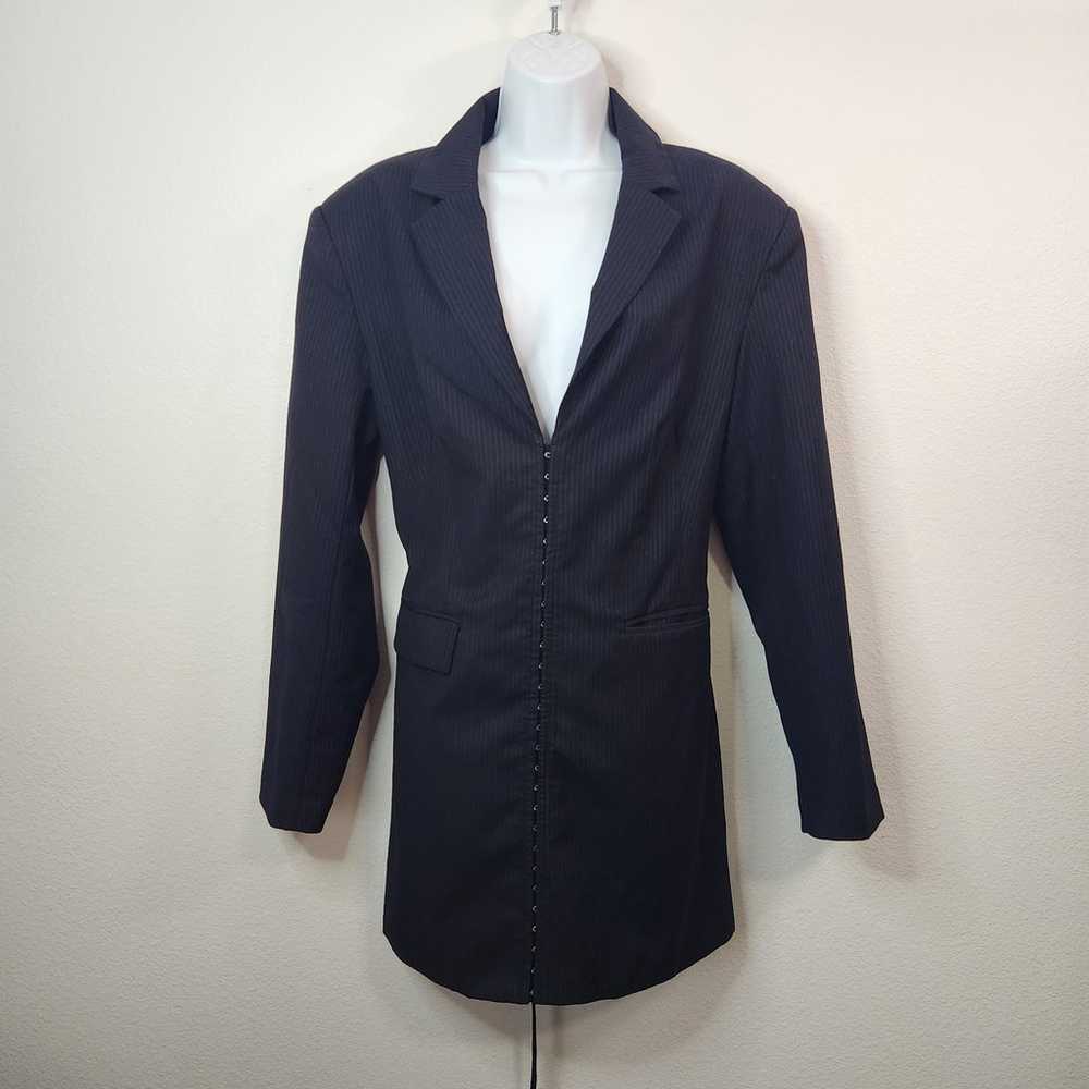 Nasty Gal Pinstripe Navy Jacket Blazer Lace Up Dr… - image 3