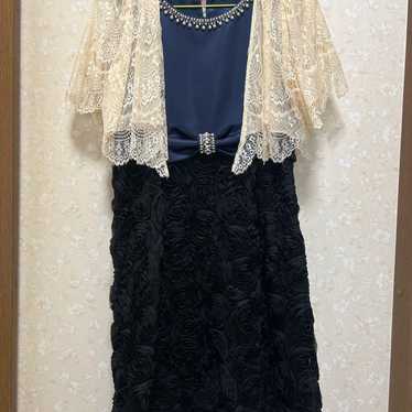 Navy and black party dress (with lace bolero)