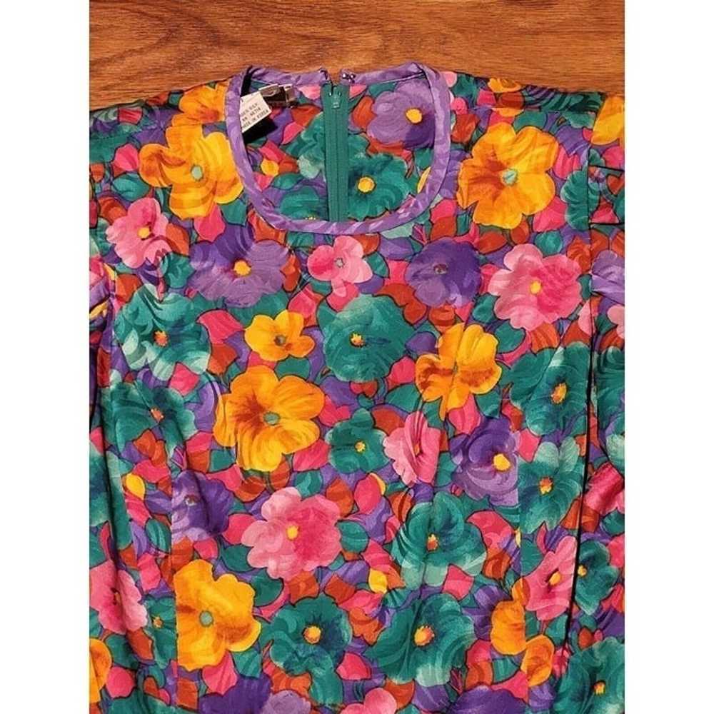 Vintage 80s TALB0TS by DAVID WARREN Silk Floral M… - image 3