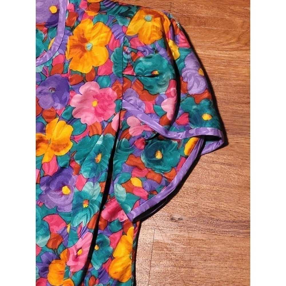 Vintage 80s TALB0TS by DAVID WARREN Silk Floral M… - image 4