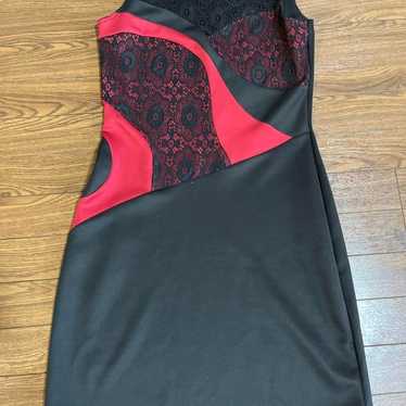 MOKA'S Black and Red Color Block Dress