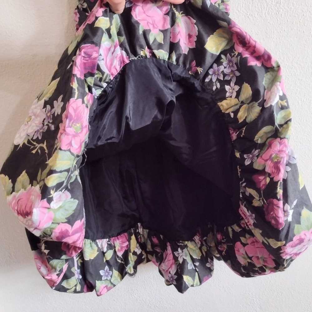 Vth 80s Positively Ellyn Black Floral Strapless D… - image 7