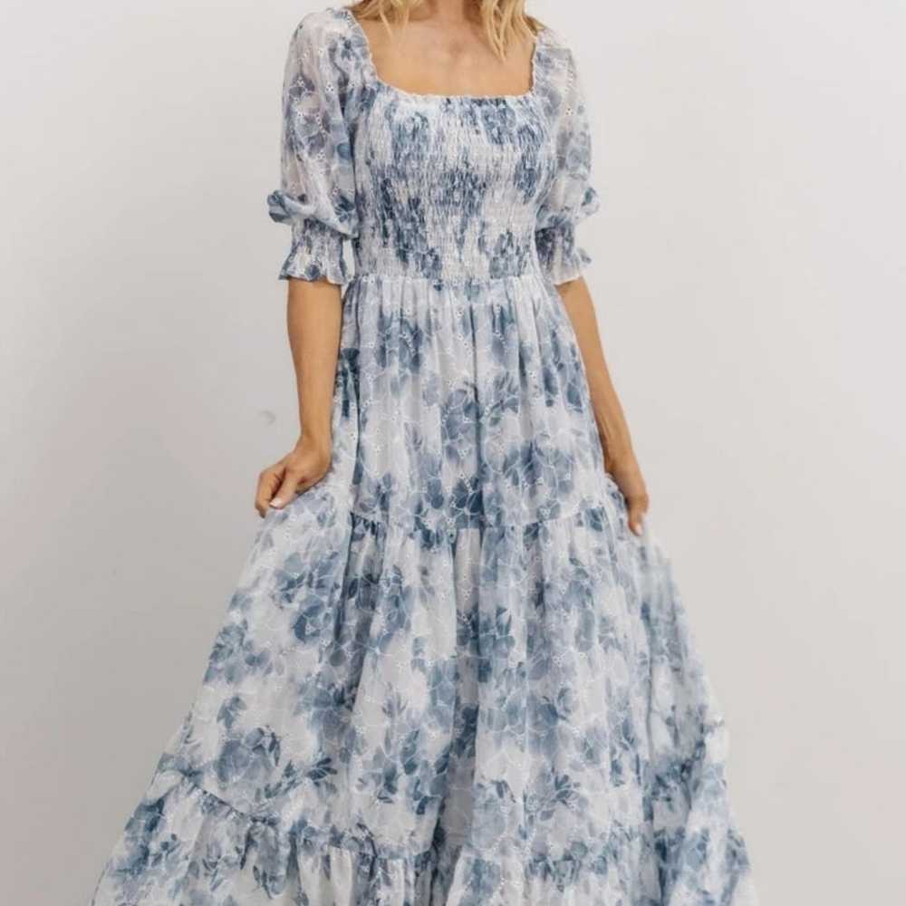 baltic born dress XL Blue floral eyelet maxi - image 1