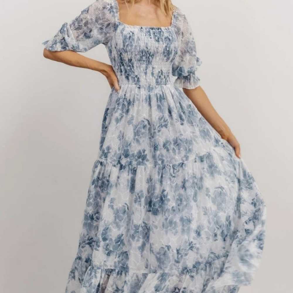 baltic born dress XL Blue floral eyelet maxi - image 2