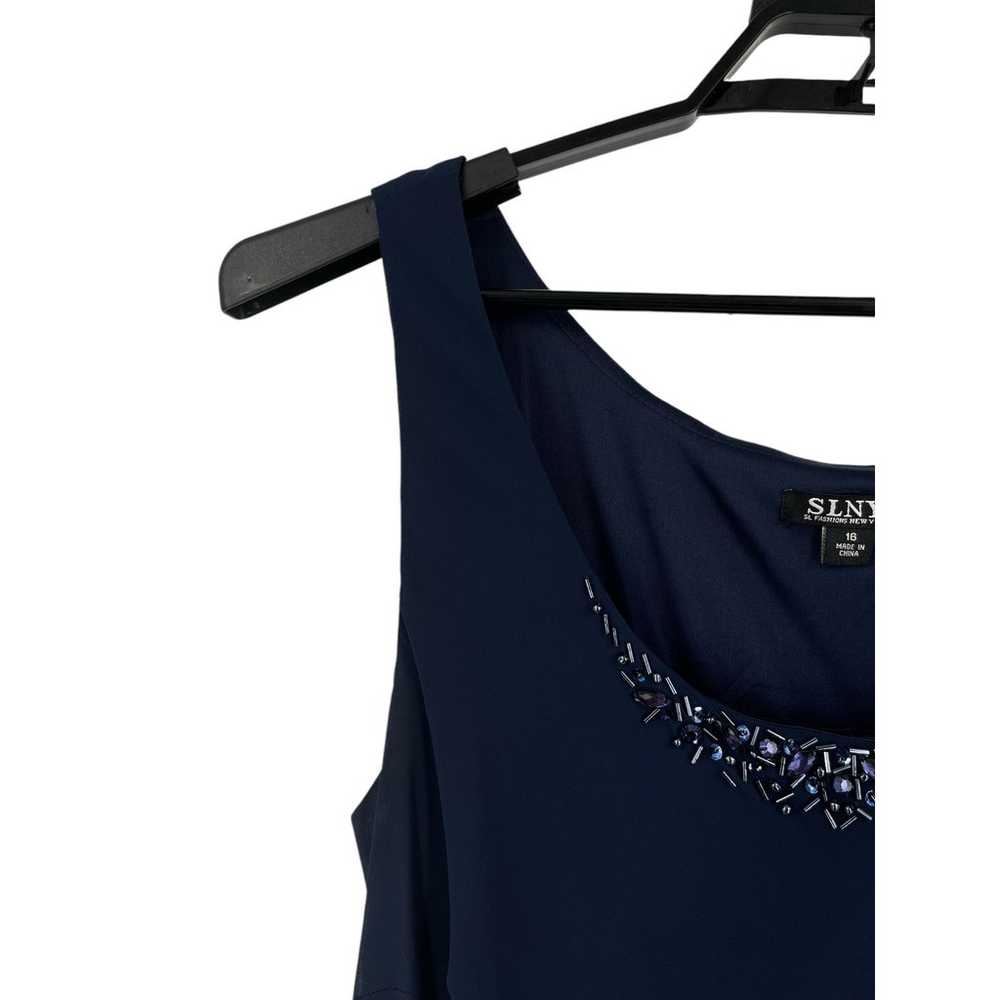 SNLY dress beaded detail chiffon sleeveless blue … - image 2