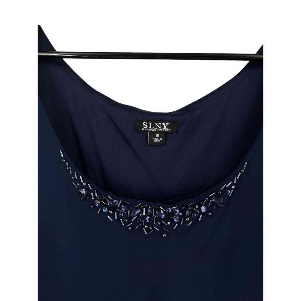 SNLY dress beaded detail chiffon sleeveless blue … - image 3