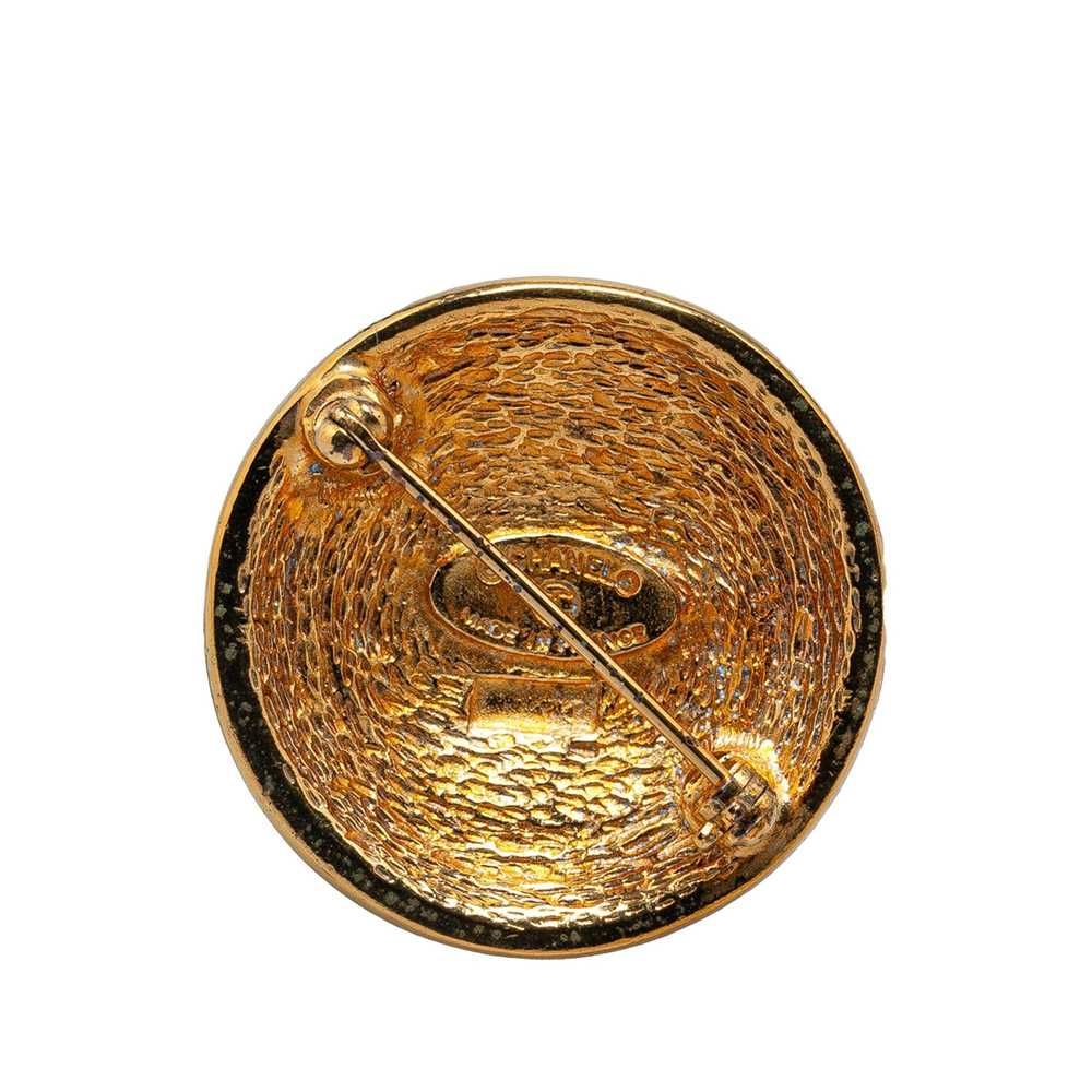 Chanel Chanel Gold Plated CC Quilted Round Brooch… - image 2